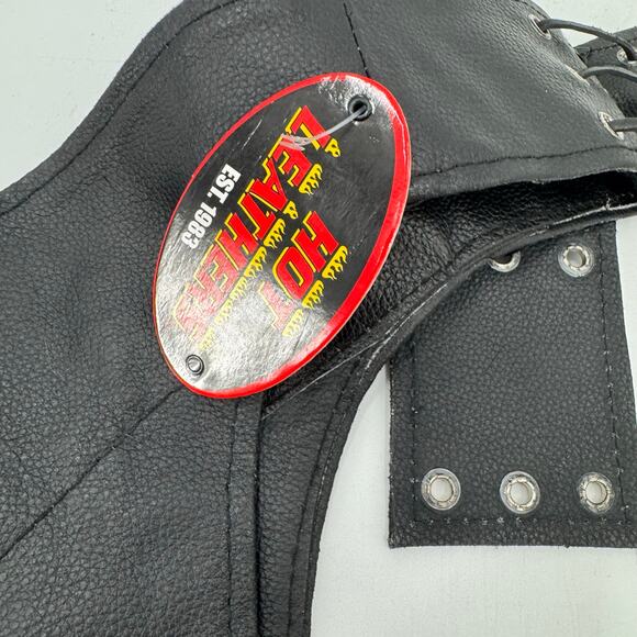 NWT Hot Leathers CHM1005 Fully Lined Motorcycle Unisex Black Leather Biker Chaps - Picture 9 of 9